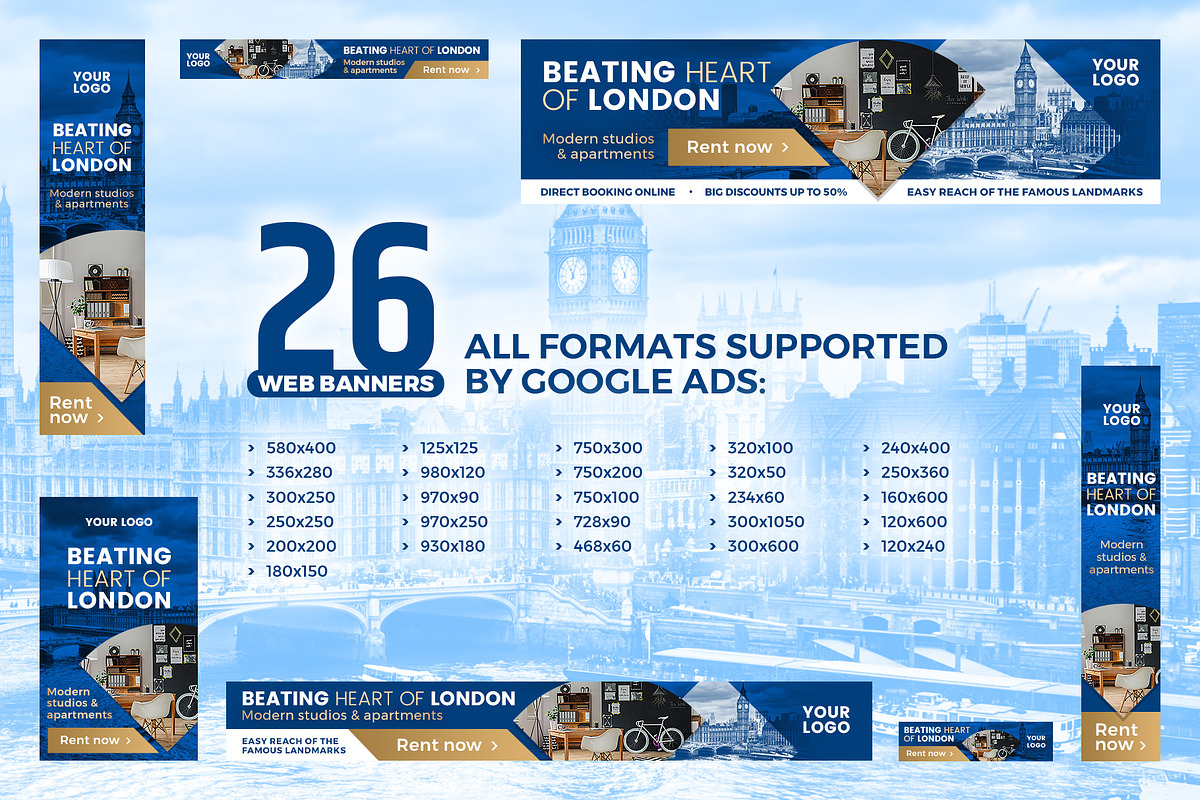 Banners Pack 26 sizes for Google Ads, a Templates & Theme by Better Be a Designer (Photo 2 of 6)