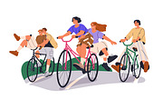 Happy people cycling on bicycles set, a Transportation Illustration by Good Studio (Thumbnail 3 of 11)