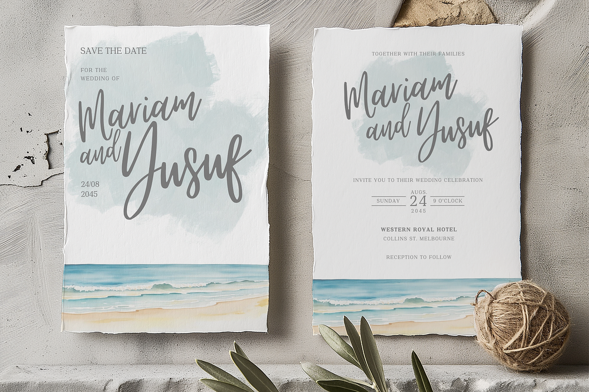 Seascape Wedding Invitation Card, an Invitation Template by kin9candra (Photo 4 of 8)