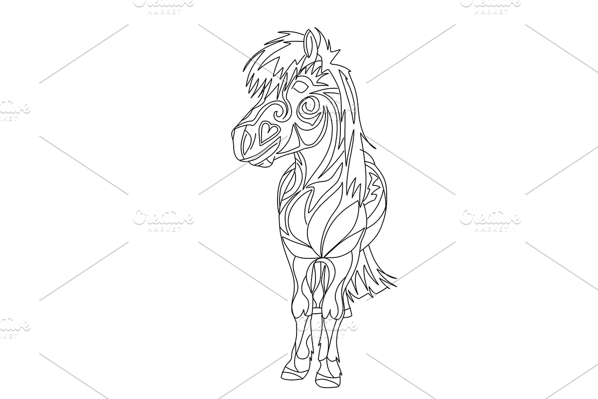 Colouring - Hand-drawn horses Set 2, an Animal Illustration by BreadlessPixels (Photo 2 of 3)