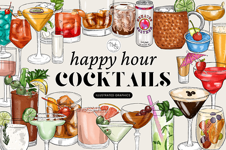 Cocktail Drinks Illustrations