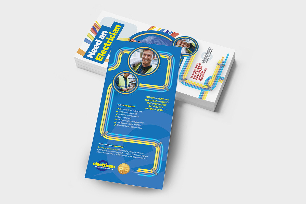 Electrician Rack Card Template, a Card Template by BrandPacks