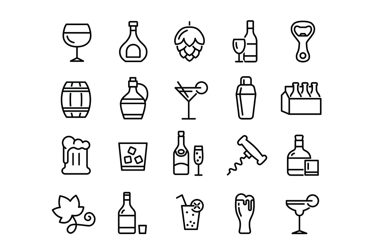 400+ outline FOOD ICONS, an Outline Icon by marusdesign (Photo 19 of 24)