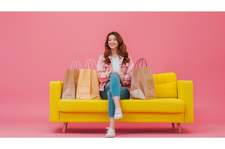 Smiling young woman sitting on a, a Beauty & Fashion Photo by Sergey Kotenev