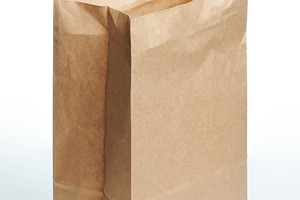 Tall brown open paper bag