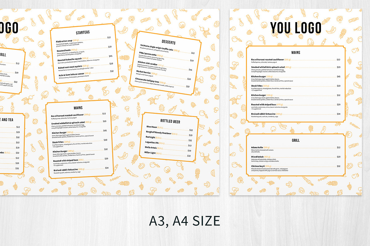 Menu set and patterns, a Brochure Template by Hellgram (Photo 3 of 7)