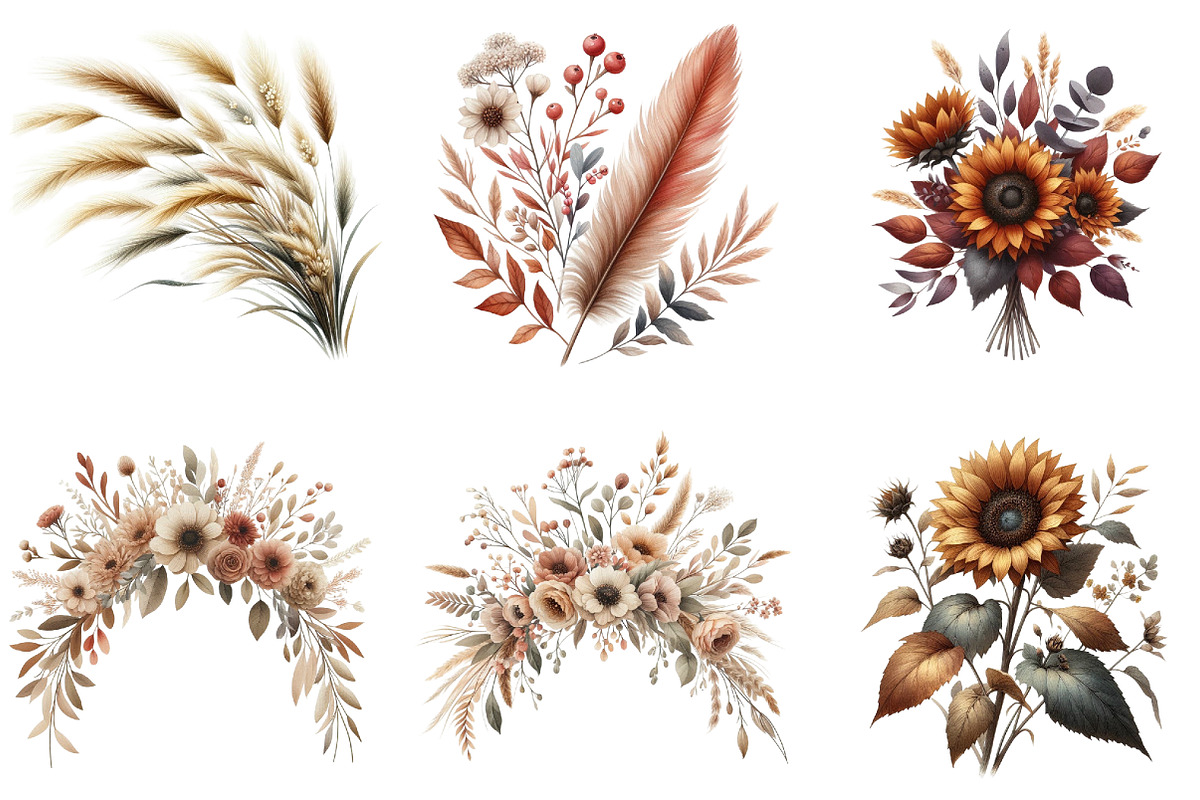Autumn Wildflowers Clipart, an Illustration by DreamArtGraphic (Photo 2 of 5)
