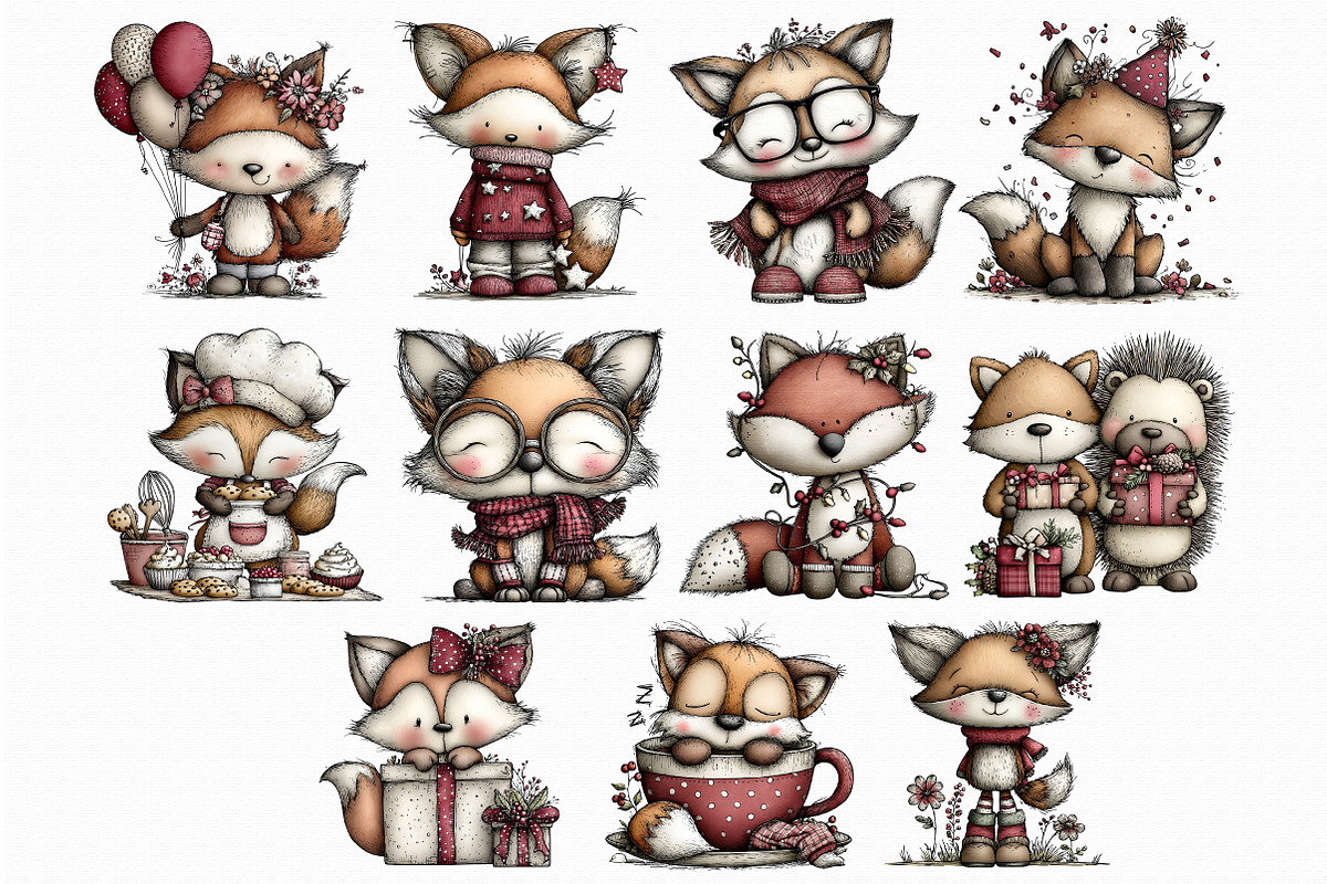 Quirky Fox Clipart PNG, an Illustration by Libby Wishes (Photo 2 of 7)