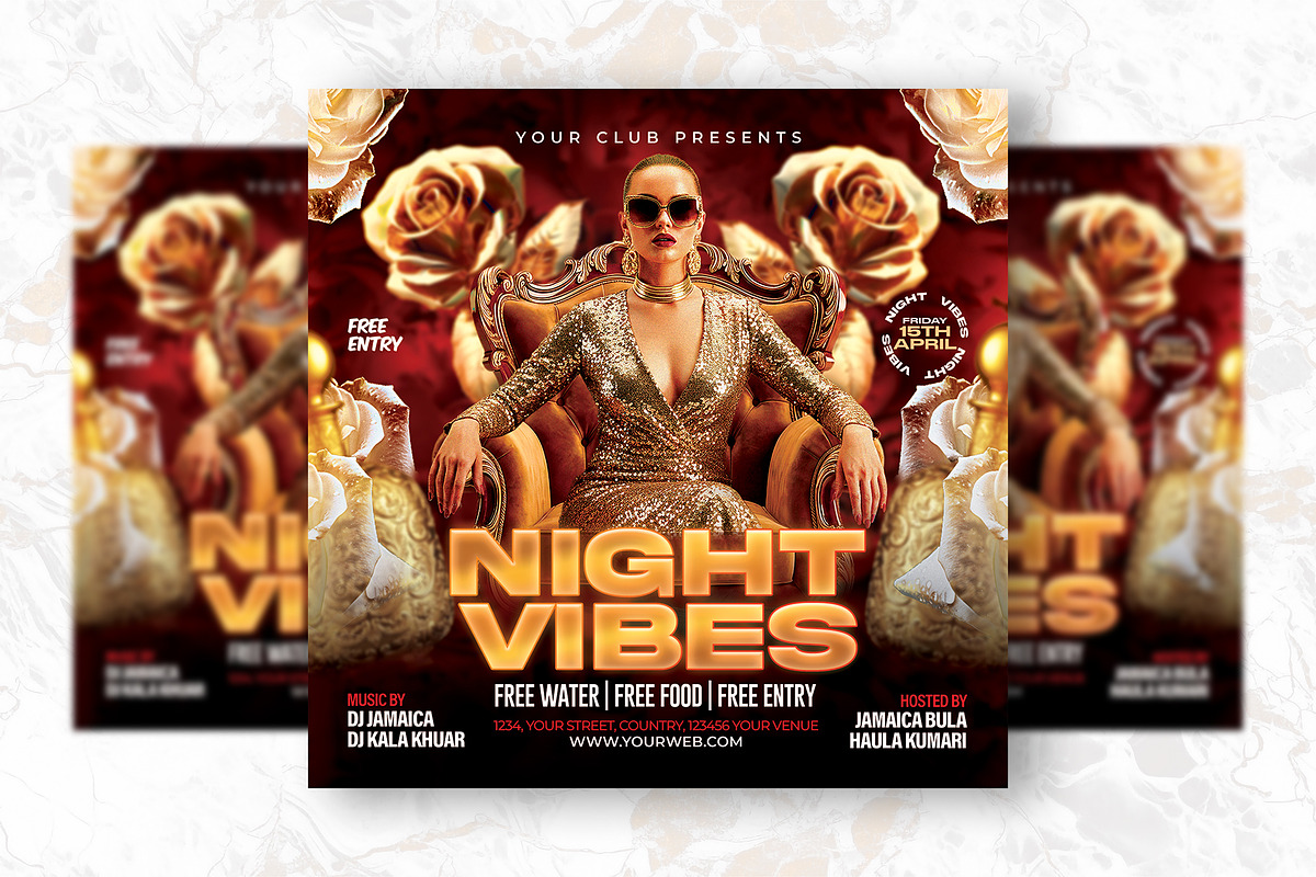 Night Vibes Party Flyer Template, a Flyer Template by Shajib Shikder (Photo 2 of 2)
