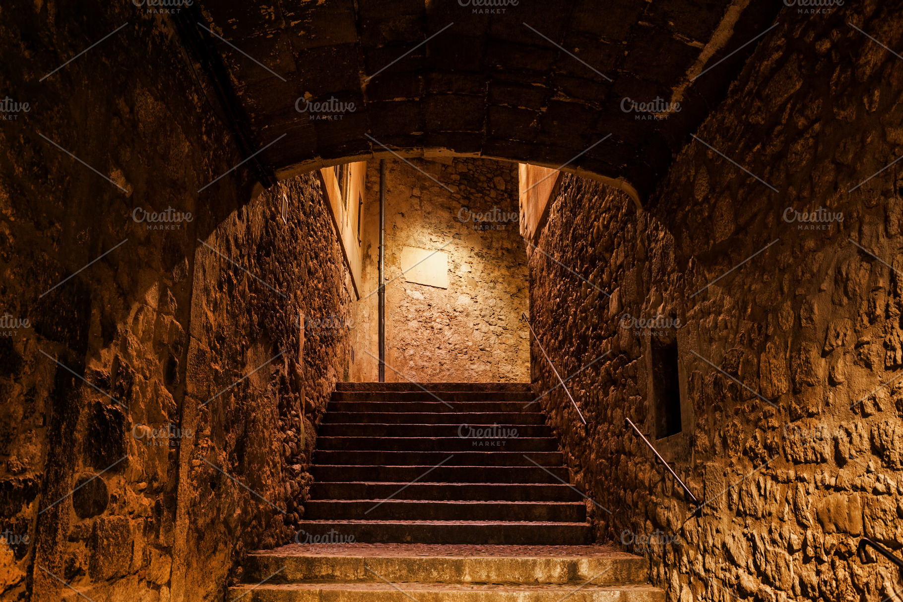 Stairs in Girona Old City At Night, an Architecture Photo by Artur Bogacki