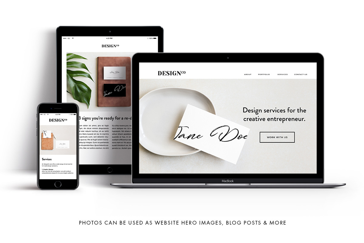 Tan Business Card Photo Mockups, a Product Mockup by Moyo Studio (Photo 5 of 9)