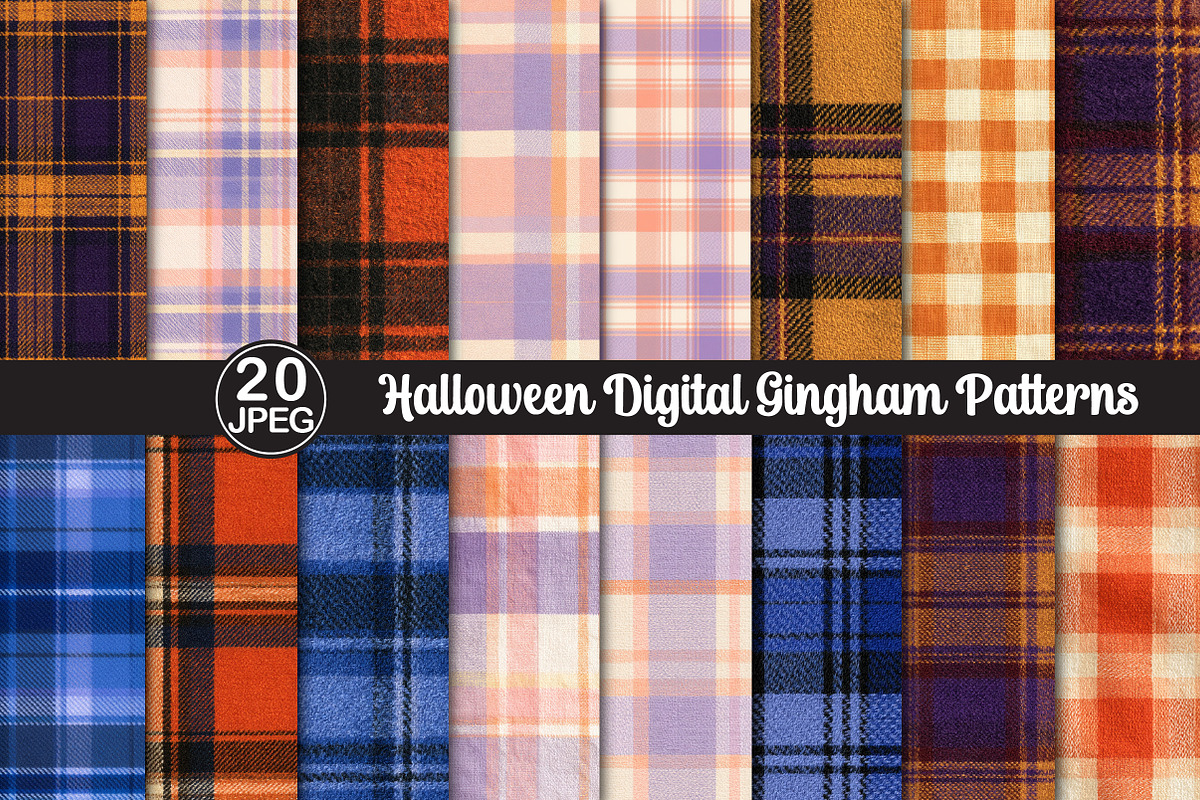 Halloween Digital Gingham Patterns, a Pattern Graphic by Black Bird Studio (Photo 1 of 6)