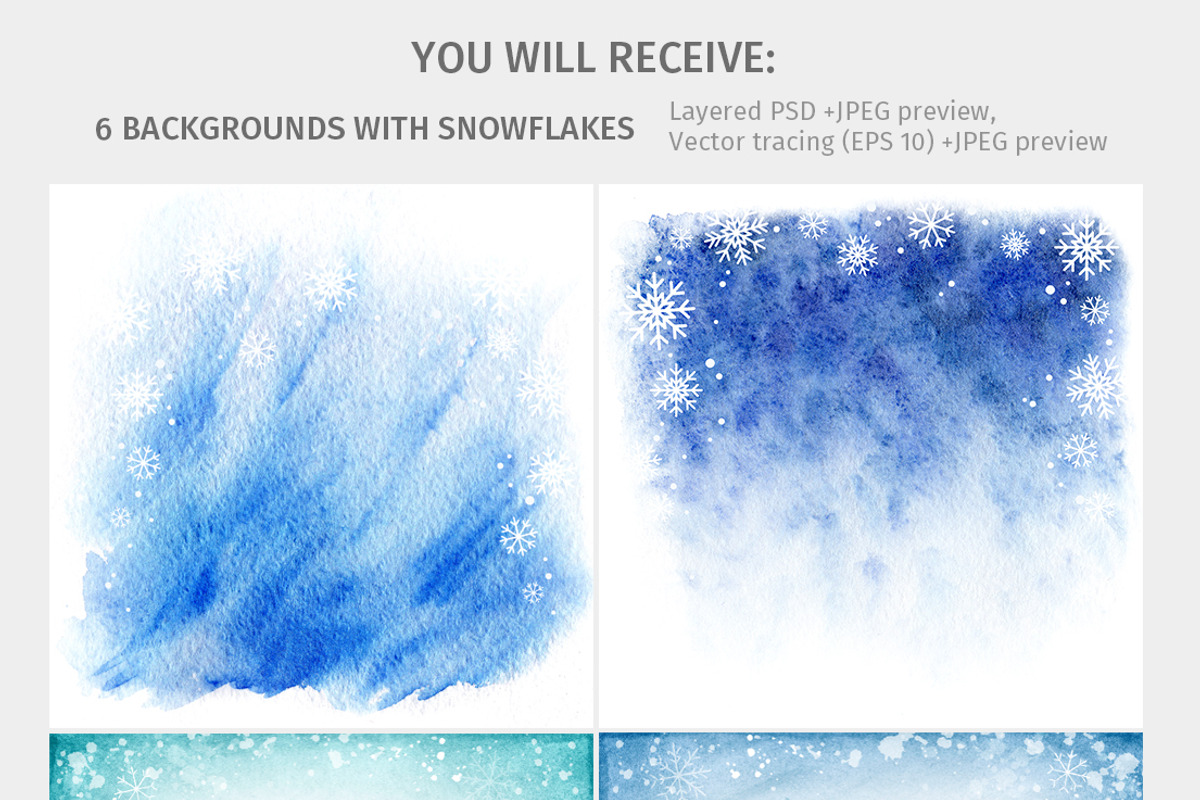 Watercolor Winter Backgrounds., a Texture Graphic by LeiaSW (Photo 2 of 2)