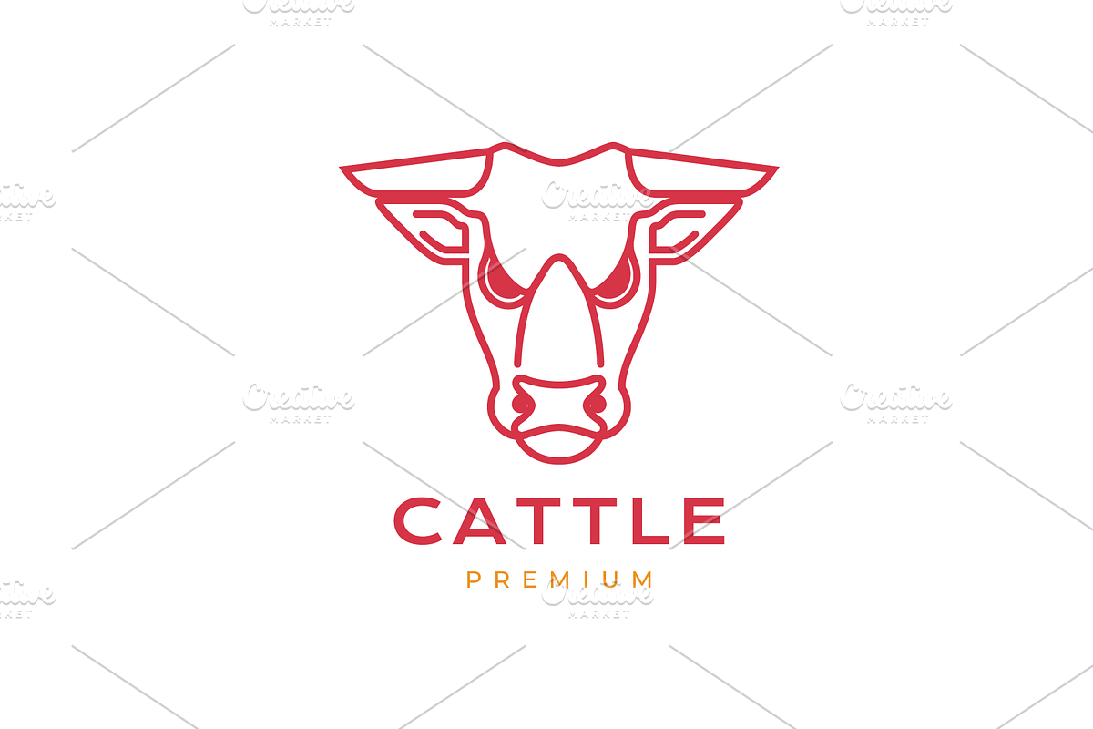 cow head angry mascot line logo, a Branding & Logo Template by devastd