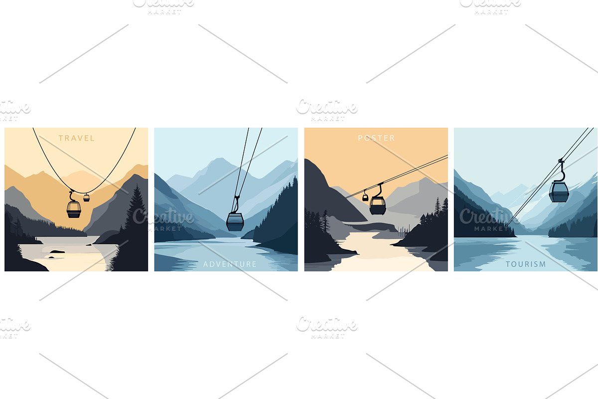 Skyline lift in the mountains on top, an Illustration by Valerie Bodnar