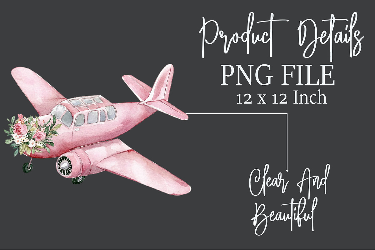 Watercolor Airplane Sublimation Clip, an Illustration by Rose Art (Photo 7 of 8)
