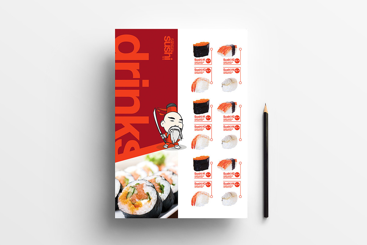 A4 Sushi Menu Template, a Stationery Template by BrandPacks (Photo 3 of 5)