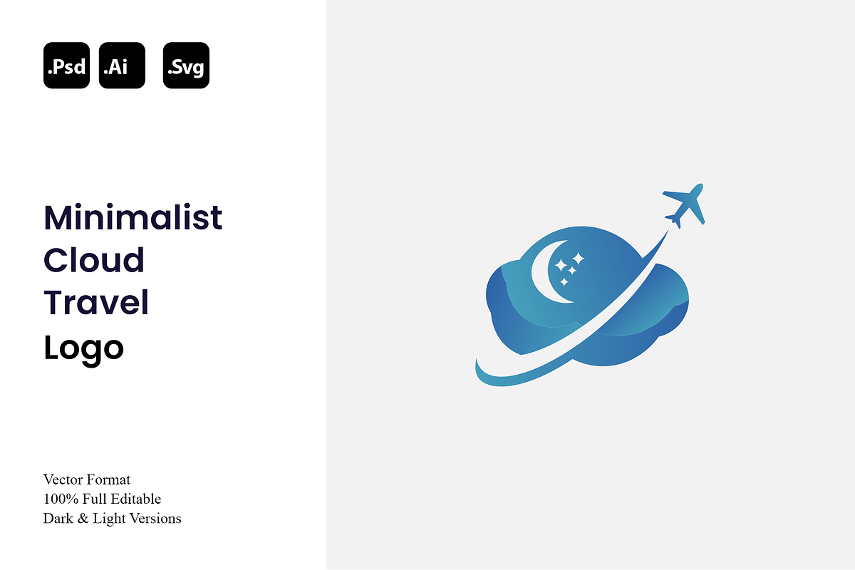 Minimalist Cloud Travel Logo, a Branding & Logo Template by Luxury Logos (Photo 1 of 4)