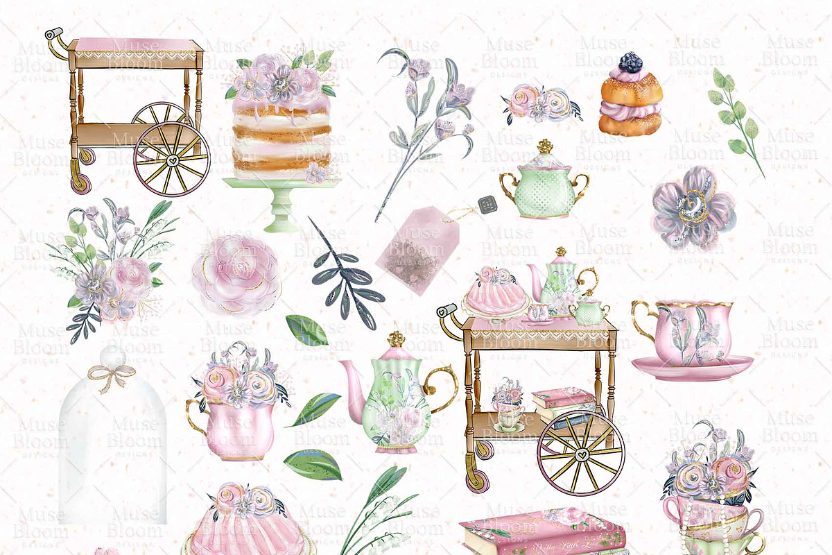 English Tea Time Party Illustrations, a Food Illustration by MuseBloomDesigns (Photo 2 of 2)