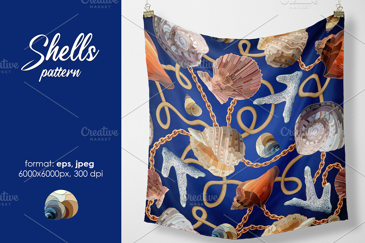 Seashells patterns collection, a Pattern Graphic by Sam2211 (Photo 6 of 13)