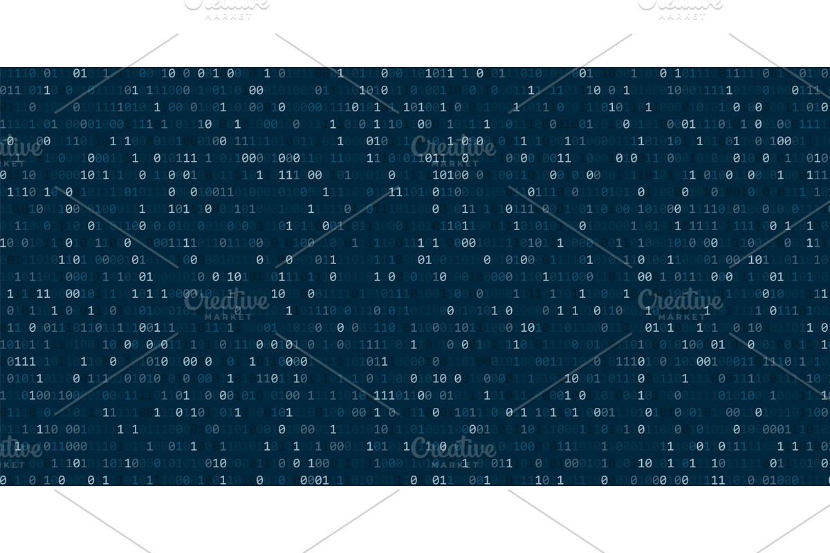Binary code data stream with, a Technology Illustration by Frogella