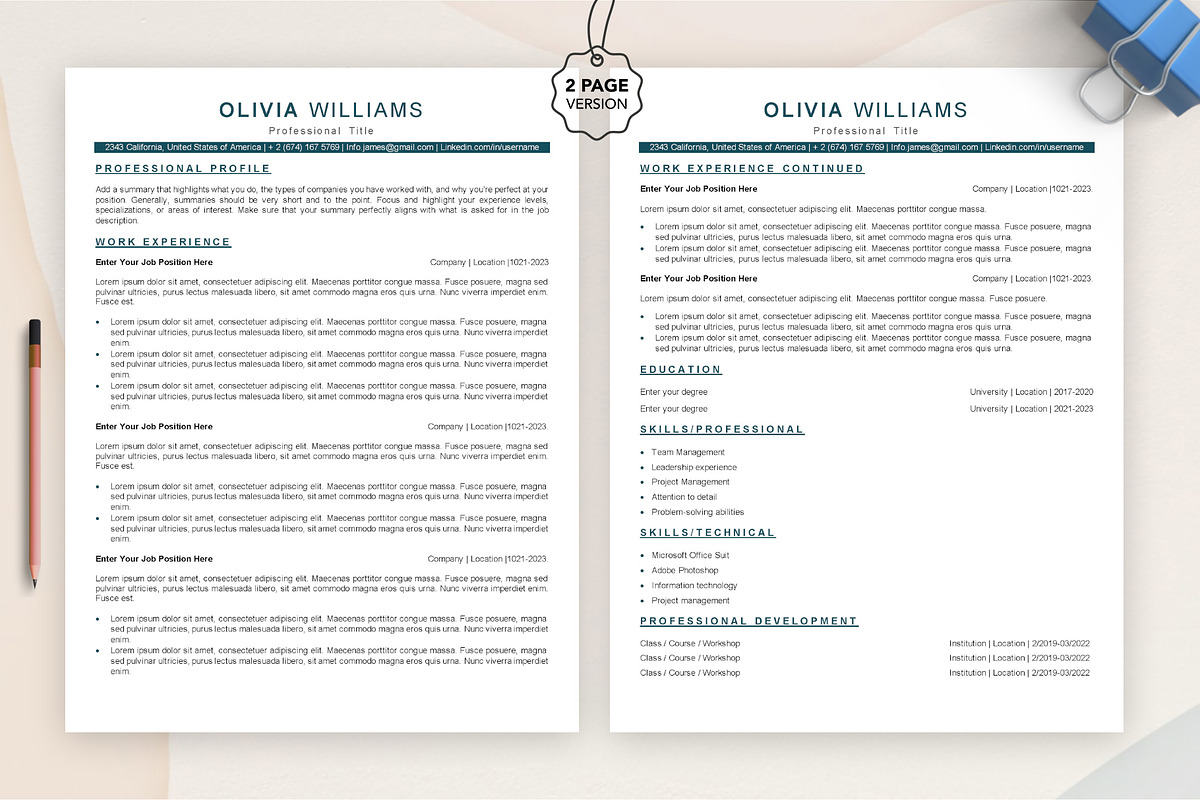 Minimal ATS friendly resume, cover, a Resume Template by Design_Xlab (Photo 2 of 10)