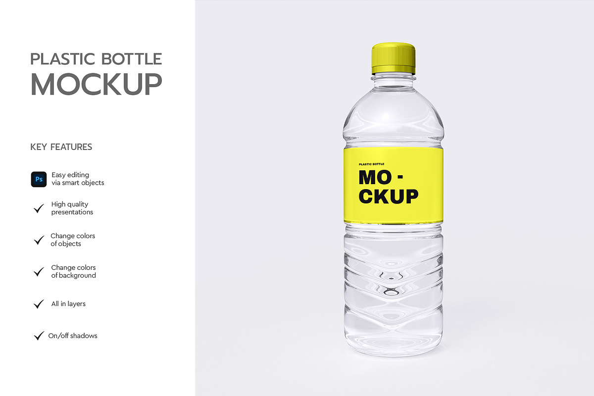 Transparent Plastic Bottle Mockup, a Product Mockup by graphypix (Photo 4 of 4)