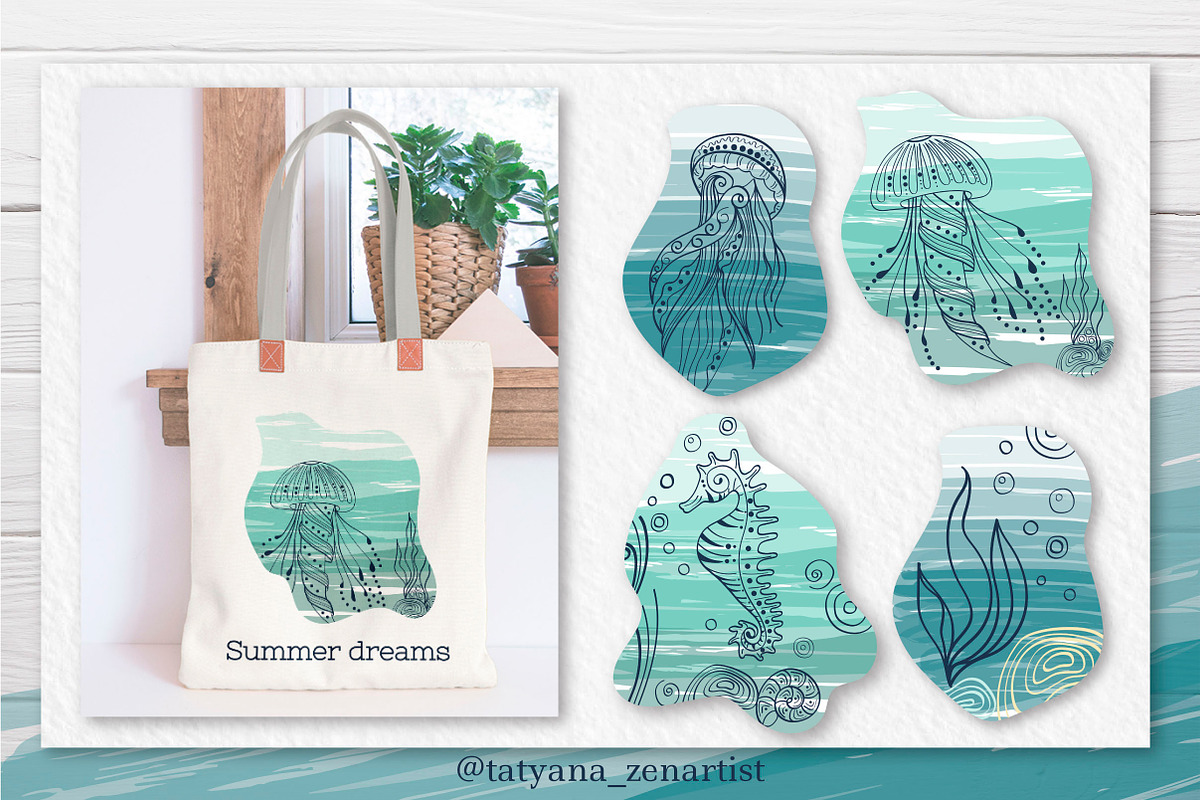 Abstract linear Ocean clipart, a Seasonal Illustration by Tatyana_Zenartist (Photo 5 of 13)