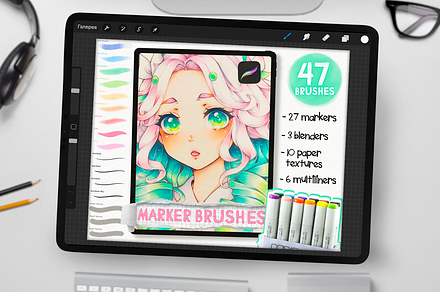 Copic inspired Marker Brush Set, a Brush Add-On by Disyukov