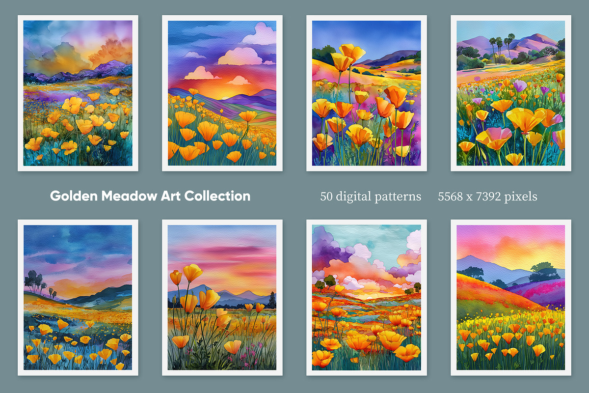 Golden Meadow Art Collection, a Decorative Illustration by Housui Patterns (Photo 3 of 12)