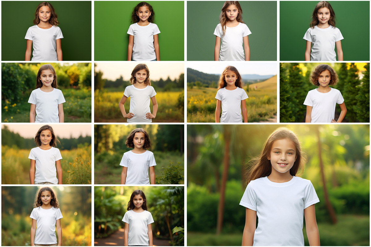 Kid Girl T-Shirt Mockup Picture Bund, a Shirt Mockup by Forhadx5 (Photo 2 of 8)