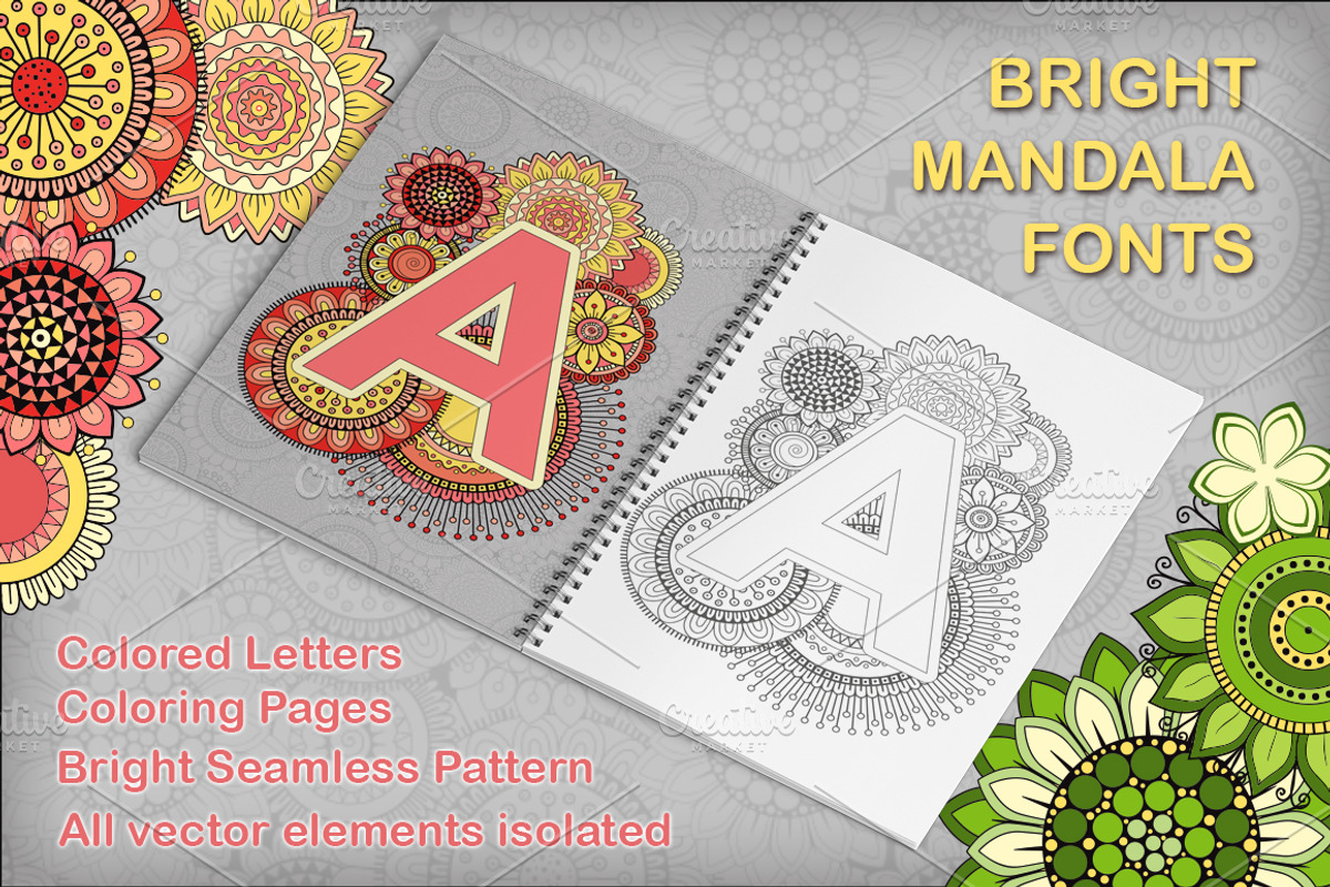 Bright Vector Mandala Fonts, an Illustration by Nataliia Toporovska (Photo 1 of 6)