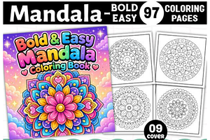 Bold and Easy Mandala Coloring Pages, an Education Illustration by Akrinity Digital
