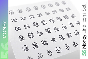 Money Line Icons Set