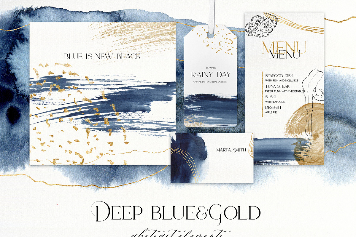 Deep blue watercolor backgrounds, a Texture Graphic by Yuliya Derbisheva (Photo 10 of 14)