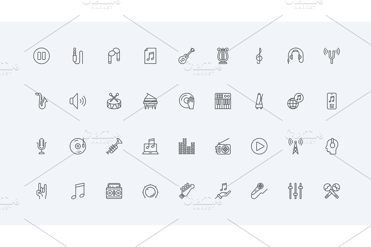 Audio music voice record play icons, an Object Illustration by Lemberg Vector