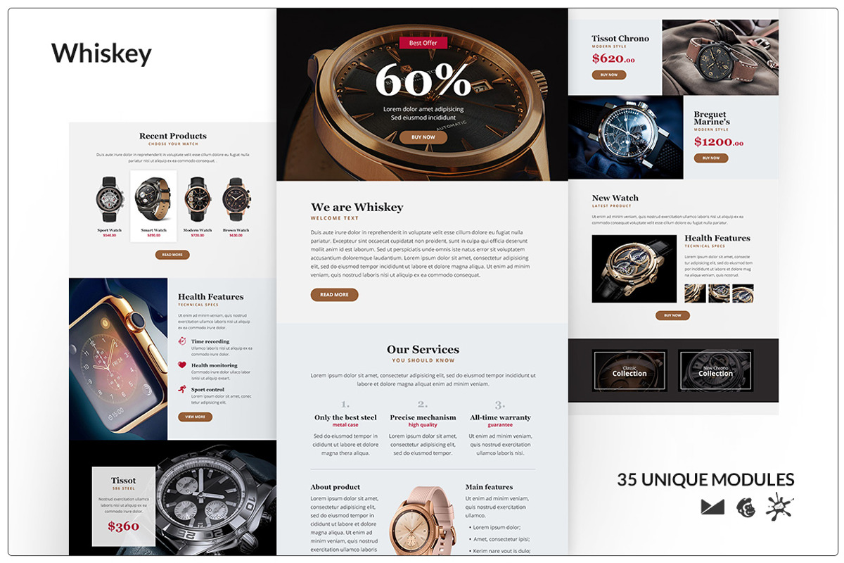 Whiskey Template + Online Builder, an Email Template by TheevsDesign