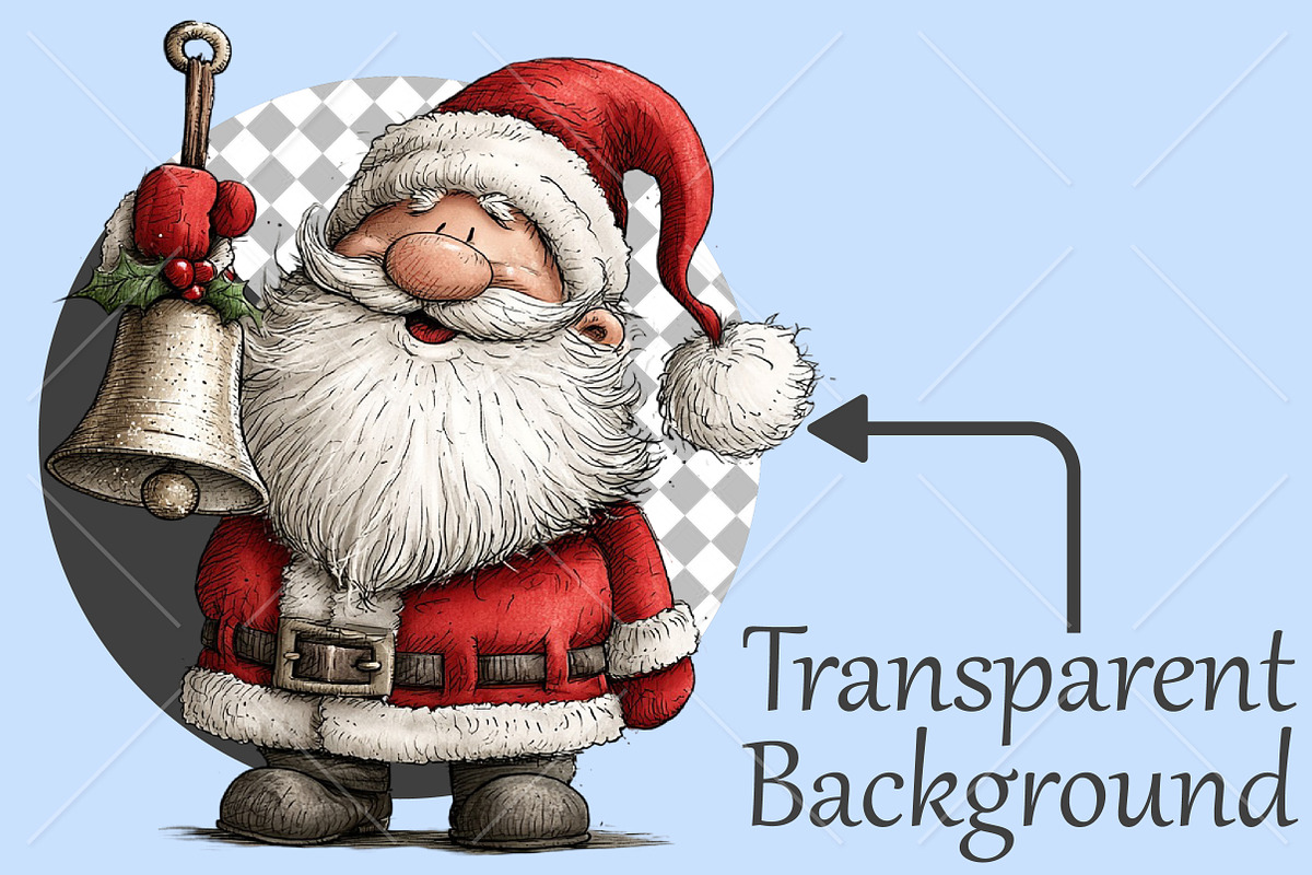 Whimsical Quirky Santa Clipart, a Seasonal Illustration by Canvas Craft (Photo 2 of 10)