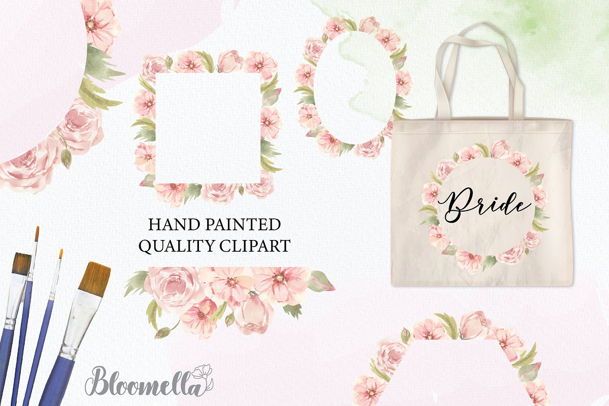 Watercolour Flower Pink Clipart Set, a Decorative Illustration by Bloomella (Photo 5 of 7)