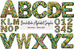 Brushstroke Alphabet Graphic Clipart, an Illustration by DreamArtGraphic