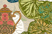 Lotus Garden Vintage Vector, a Pattern Graphic by NayaChu (Thumbnail 6 of 9)