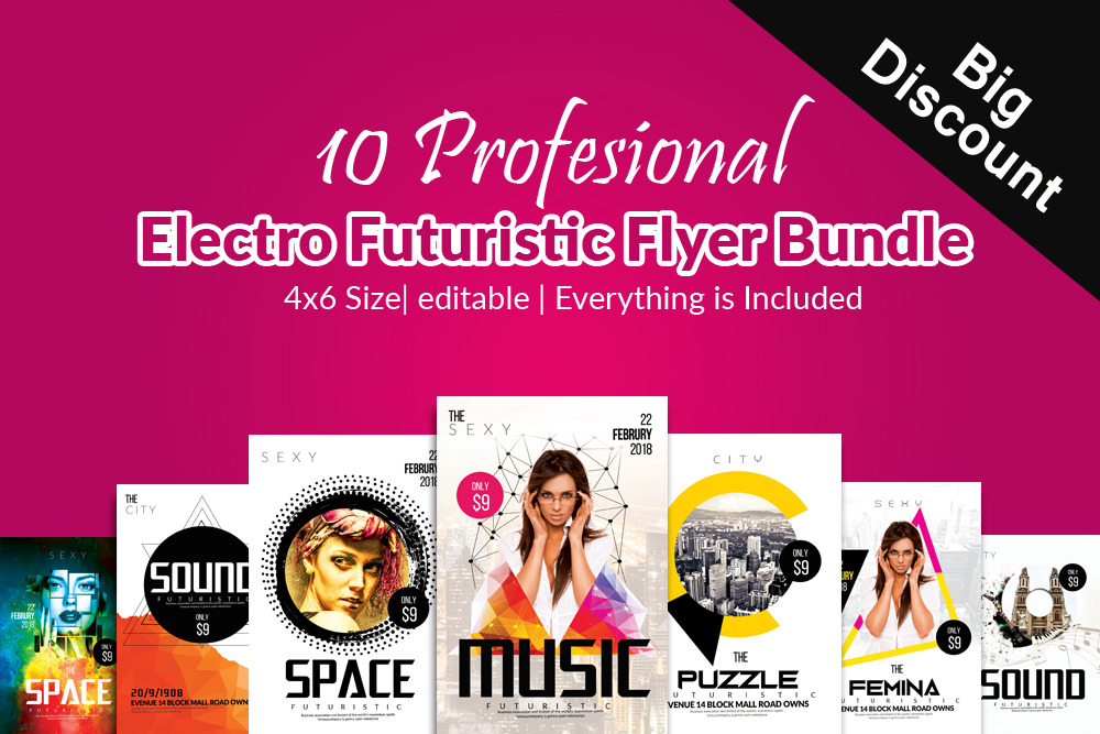 10 Electro Flyers Templates Bundle, a Flyer Template by Psd Templates