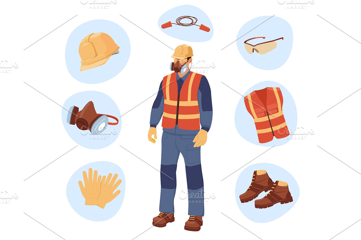 Personal protective equipment. Man, an Illustration by YummyBuum