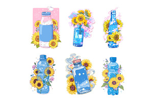 Glass water bottles containing, an Object Illustration by Onyx