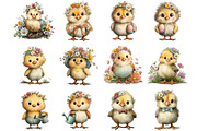 Whimsical Spring Chick Clipart, an Illustration by DreamArtGraphic (Thumbnail 3 of 4)