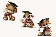 Whimsical Graduation Animals clipart, an Illustration by Designworld (Thumbnail 3 of 10)