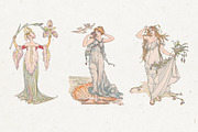 Vintage Floral Women in Art Nouveau, a Person Illustration by Patterns for Dessert (Thumbnail 2 of 9)