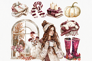 Burgundy Fall Clipart Bundle, a Seasonal Illustration by ClipArtCharm (Thumbnail 2 of 6)