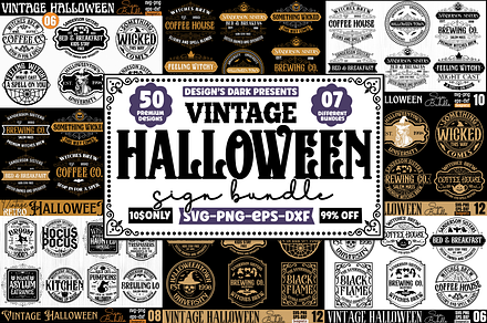 Vintage Halloween Sign SVG Bundle