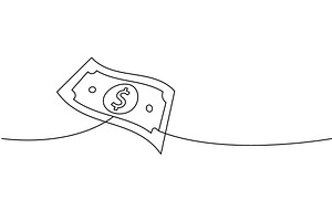 Paper currency one line continuous, an Object Illustration by GraphiShop